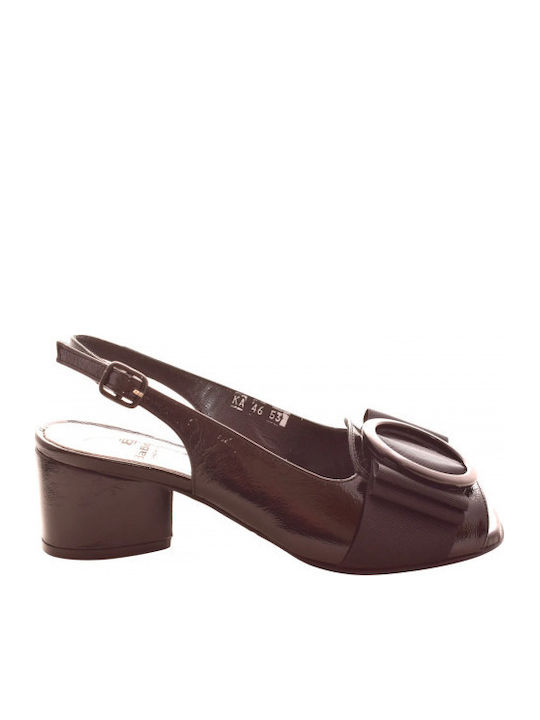 Leather Heels with Low Heel Black