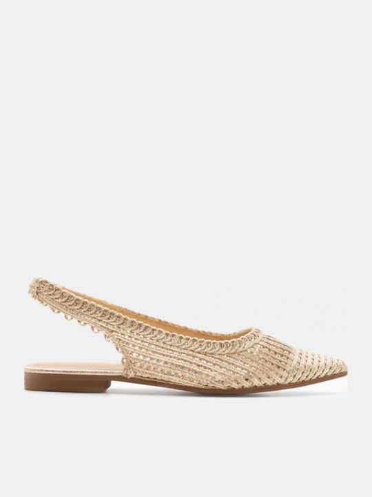 Γυναικείες Μπαλαρίνες Slingback σε Χρυσό Χρώμα