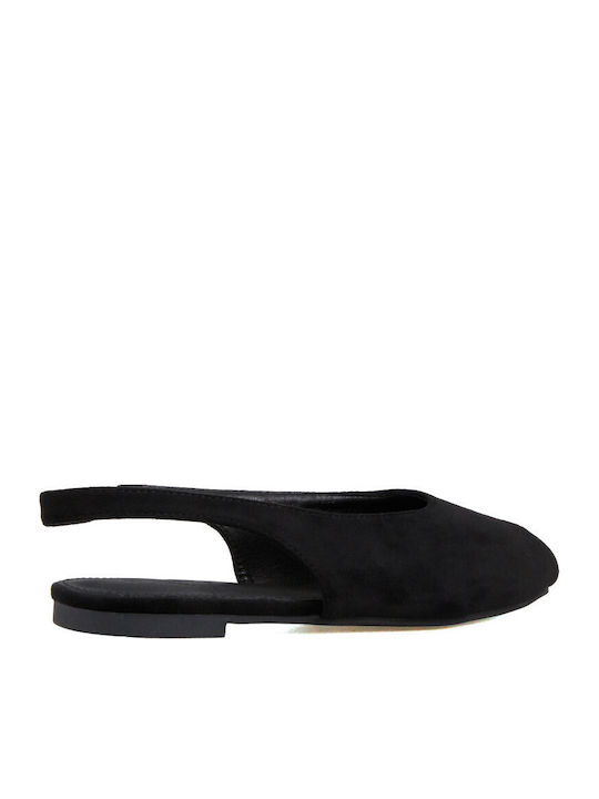 Wildleder Damen Ballerinas Mit Riemen in Schwarz Farbe