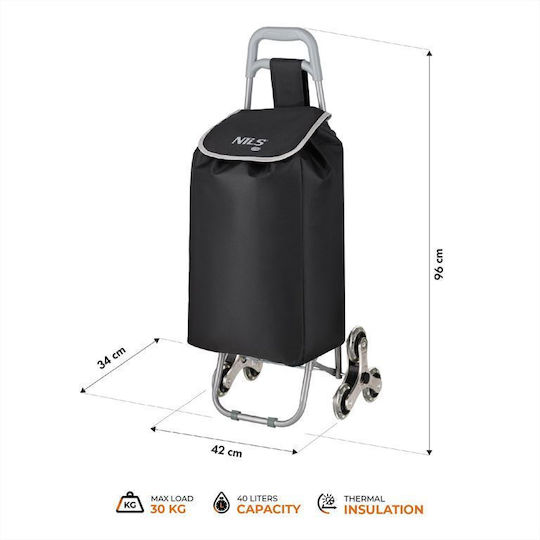 Plastic Shopping Trolley Foldable Black 40lt