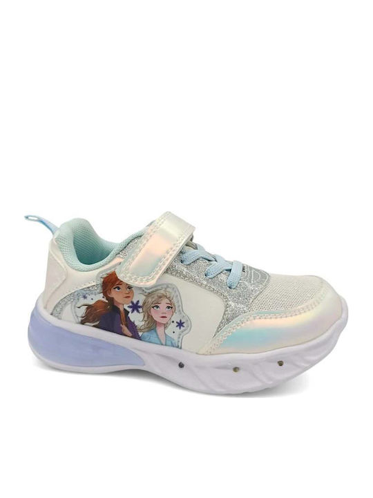 Kids Sneakers with Hoop & Loop Closure & Lights White