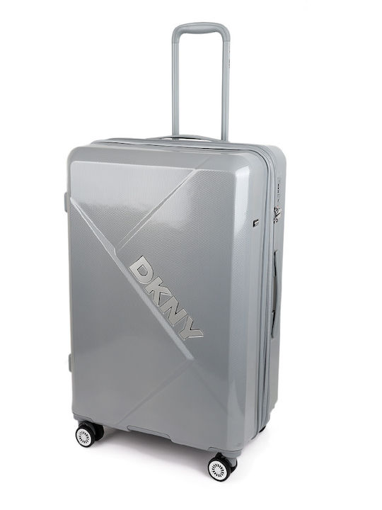 DKNY Large Hard Gray Travel Suitcase With 4 Wheels