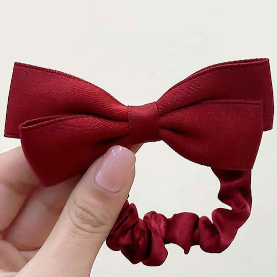 Scrunchie Елегантен Ластик За Коса От Сатен С Панделка В Червено