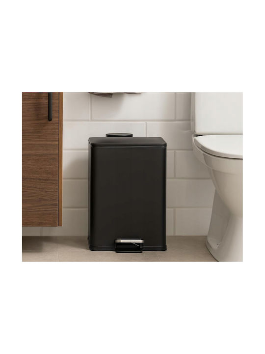Metallic Waste Bin with Pedal Black 20lt