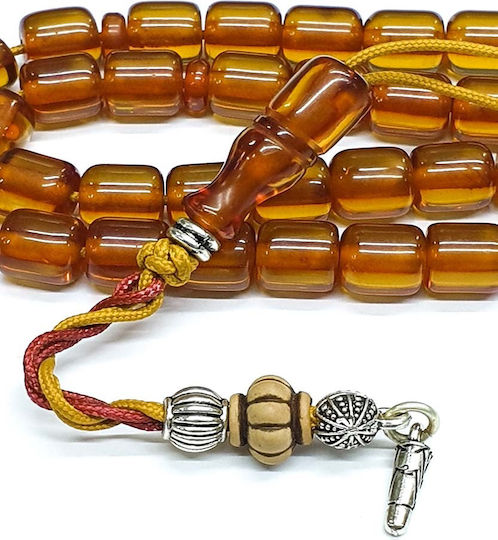 Roloi Komboloi Worry Beads with 33 Beads Made of Mastic Length 35cm Honey