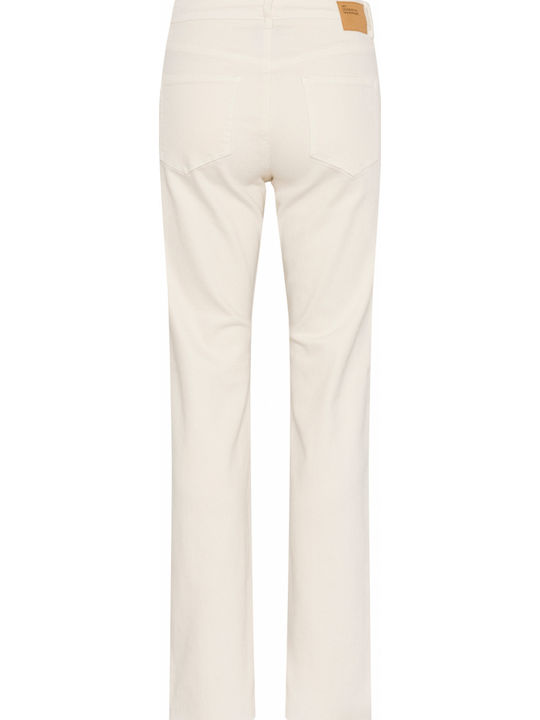 High Rise Women's Jean Pants in Straight Leg Style Ecru