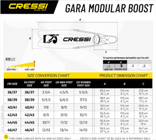 CressiSub Βατραχοπέδιλα Κολύμβησης Gara Modular Green