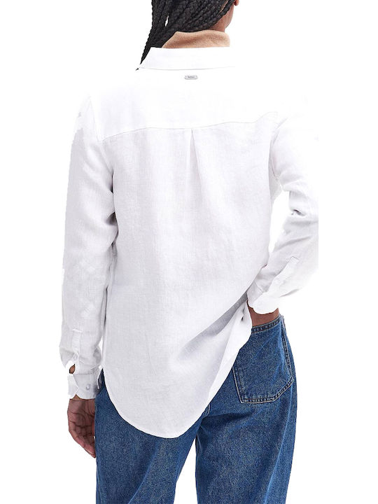 Barbour Long Sleeve Women's Linen Shirt White Barbour Long Sleeve Women's Linen Shirt White