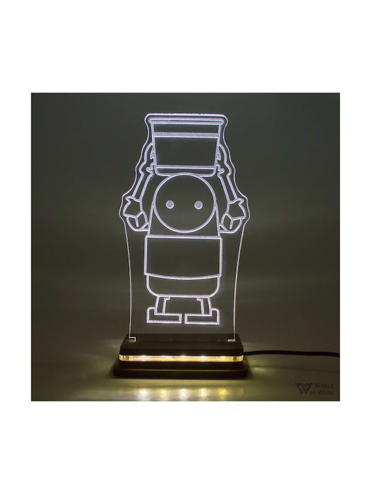 World of Wood Led Kids Decorative Lamp Nier Automata Robot White 20x11cm