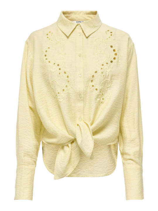 Long Sleeve Women's Linen Shirt Yellow