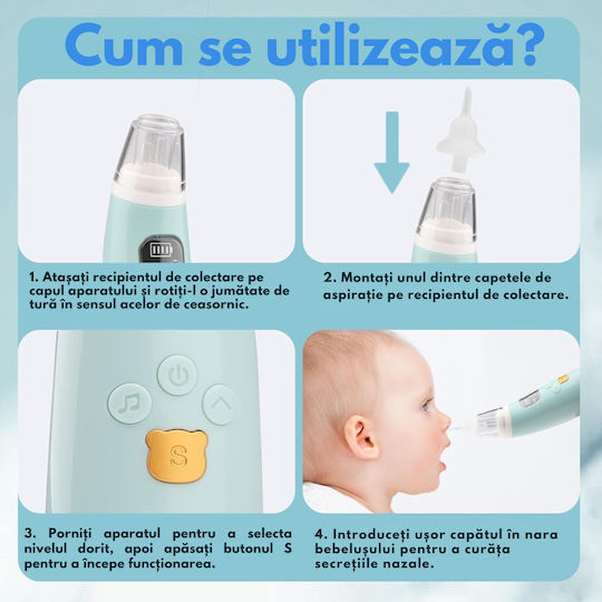 Qova Aspirator Nazal Electric pentru Sugari și Copii