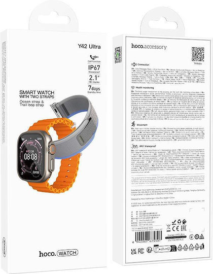 Hoco Y42 ULTRA 49mm Smartwatch με Παλμογράφο (Χρυσό)