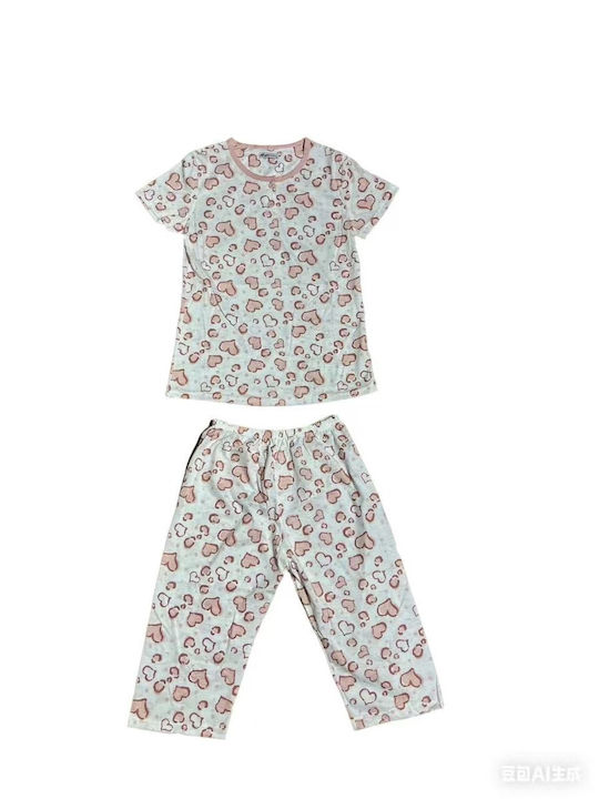 Goodnight Summer Women's Pyjama Set White Pink