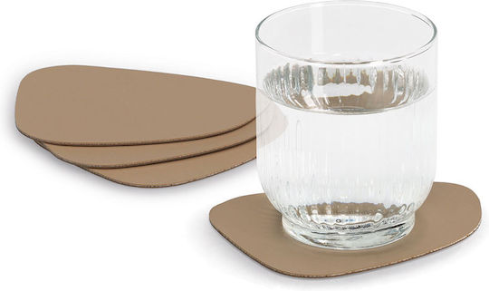 Σουβέρ από Δερματίνη Μπεζ 10x12cm 4τμχ