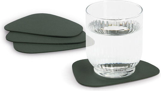 Suporturi Pentru Pahare din Piele Ecologică Negre 10x12cm 4 Bucăți