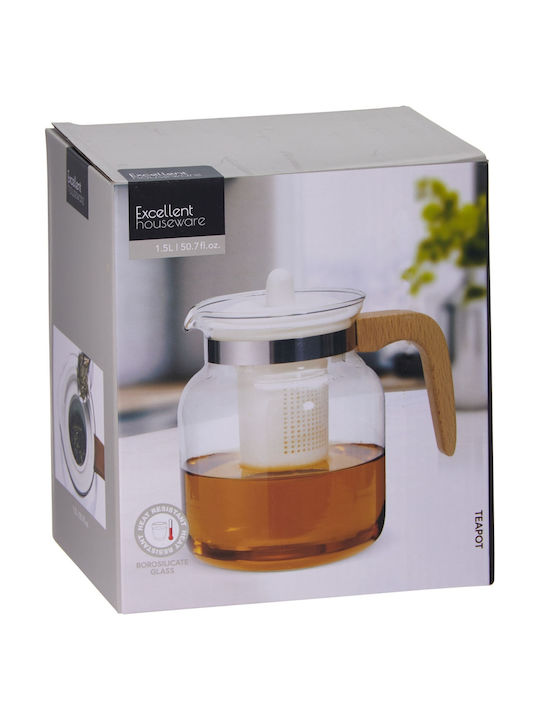 Teapot with Filter Glass Transparent 1500ml