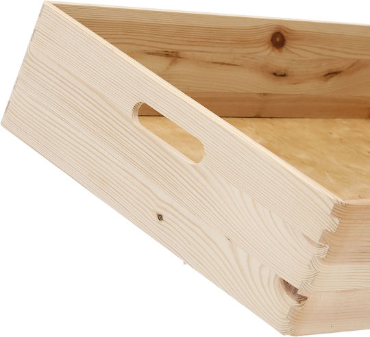 Ξύλινο Κουτί Αποθήκευσης με Καπάκι Μπεζ 60x40x15cm