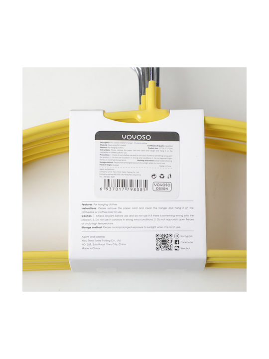 Kids Wall Hanger Multi Hook Plastic Yellow 12 Pieces