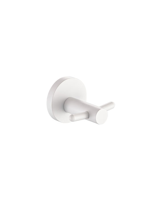 Piccadilly Double Bathroom Hook with Screws White