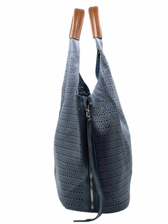 Damen Schultertasche Blau Set
