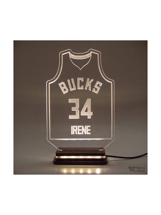 World of Wood Decorative Table Lamp Basketball Jersey With Number And Name LED 22x14cm