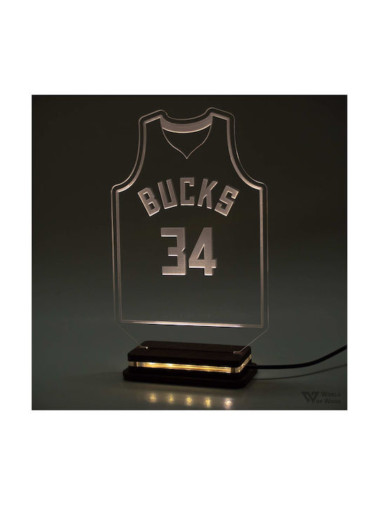 World of Wood Decorative Table Lamp NBA Jersey With LED Logo 22x14cm