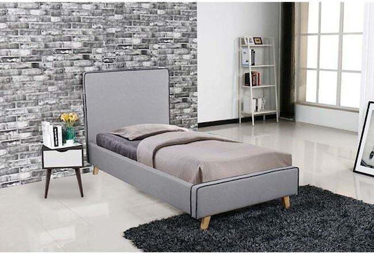 Morisson Bed Double Upholstered with Fabric Gray for Mattress 140x190cm
