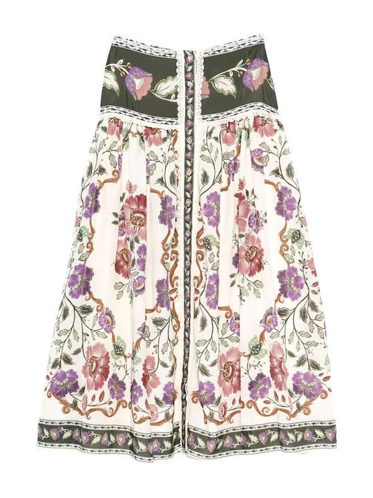 Midi Φούστα Floral Cream
