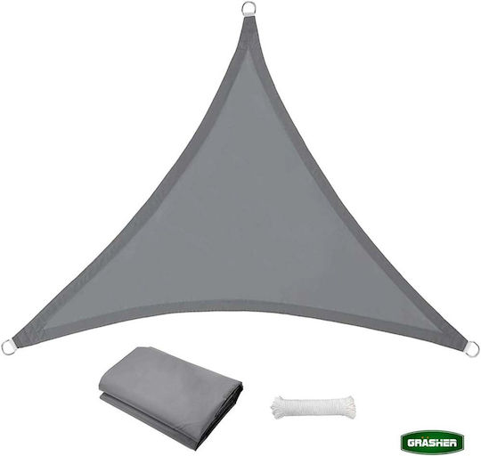 Grasher Τρίγωνο Πανί Σκίασης Γκρι με Κρίκους 5x5m 180gr/m²