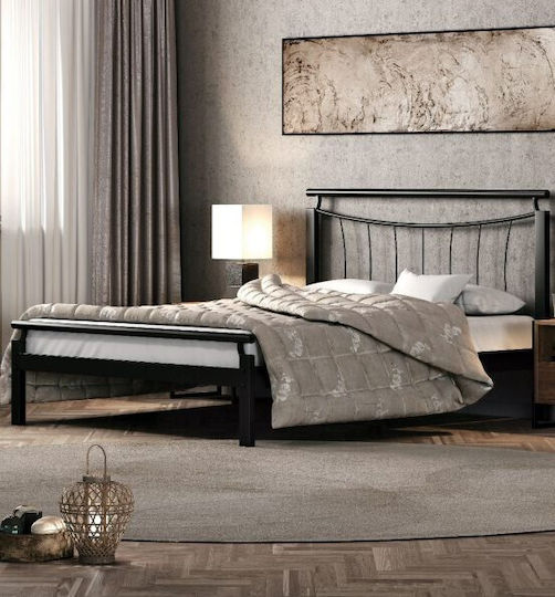 Χάρις Bett mit Stoff Schwarz für Matratzengröße 160x200cm