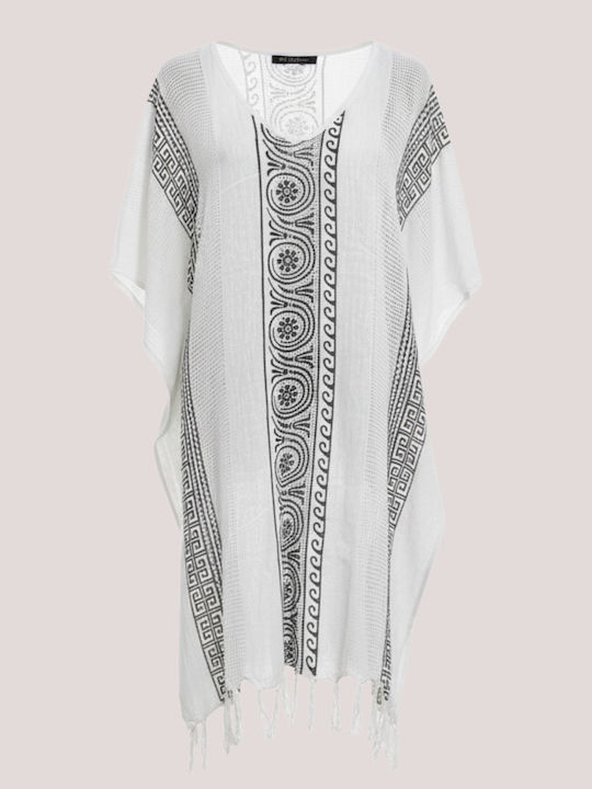 Greek Collection Women's Mini White Beach Caftan