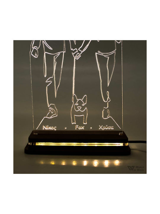 World of Wood Decorative Table Lamp Couple With Dog LED Warm White Love 24x15cm