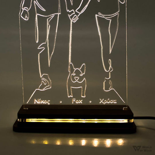 World of Wood Decorative Table Lamp Couple With Dog LED Warm White Love 24x15cm