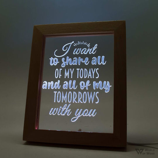 World of Wood Διακοσμητικό Φωτιστικό Quote -todays And Tomorrows LED Love
