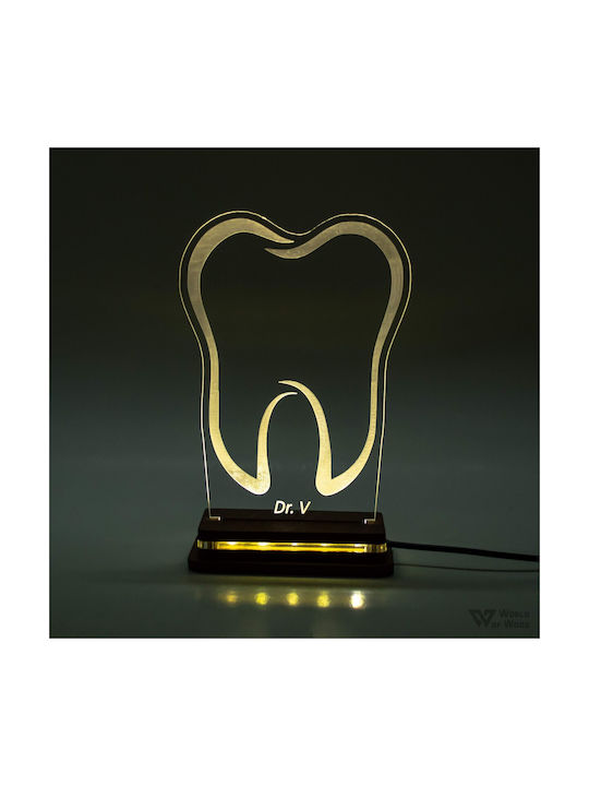 World of Wood Decorative Table Lamp Dentist Tooth LED 18x13cm