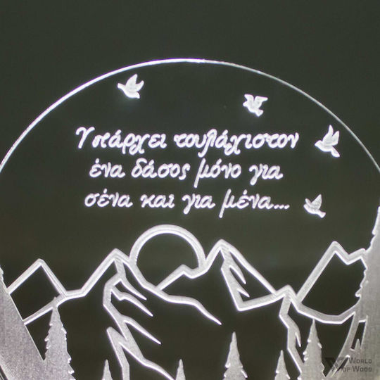 World of Wood Decorative Table Lamp Forest With View LED Warm White Love 19x17cm