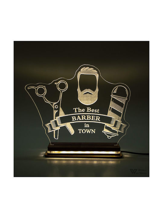 World of Wood Decorative Table Lamp The Best Barber Shop LED 20x18cm
