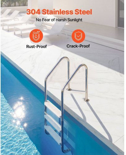 Vevor Pool Ladder Made of Silver Stainless Steel