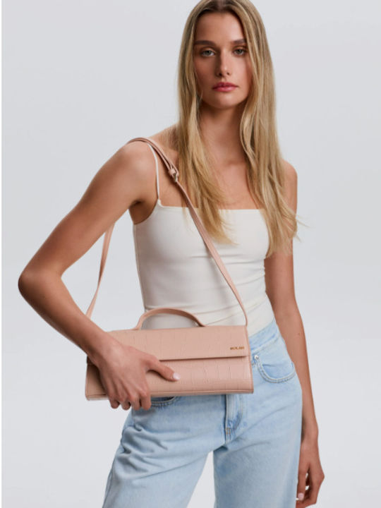 Carmen Γυναικείο Clutch Croco Ροζ