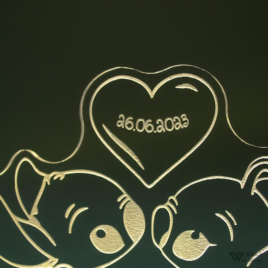 World of Wood Διακοσμητικό Φωτιστικό Stitch & Angel LED Θερμό Λευκό Love 21x17εκ.