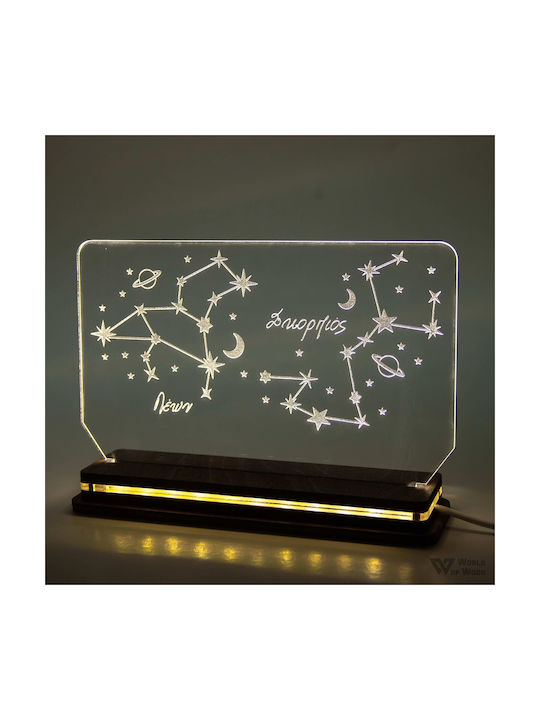 World of Wood Decorative Table Lamp Constellations LED Warm White Love 14x22cm