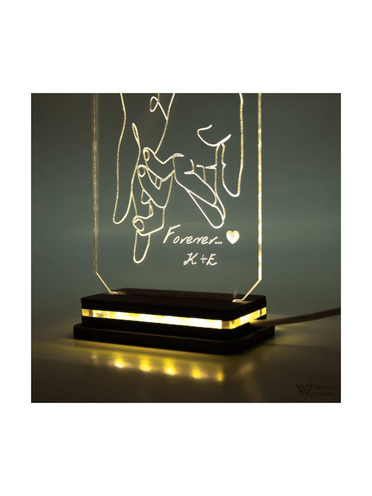 World of Wood Decorative Table Lamp Take My Hand LED Warm White Love 11x19cm