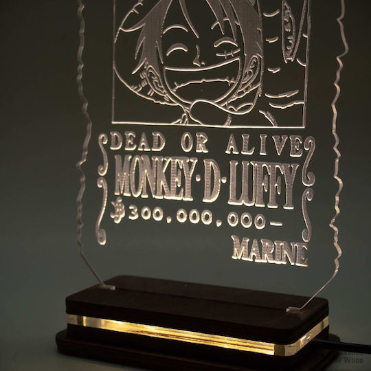 World of Wood Διακοσμητικό Φωτιστικό One Piece - Luffy Wanted LED 18x12εκ.