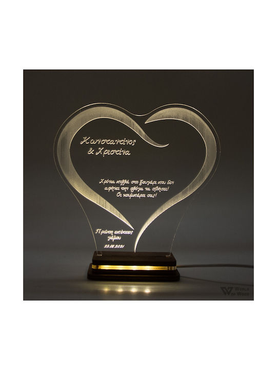 World of Wood Dekoratives Tischlicht LED Warmes Weiß Herz 21x20cm