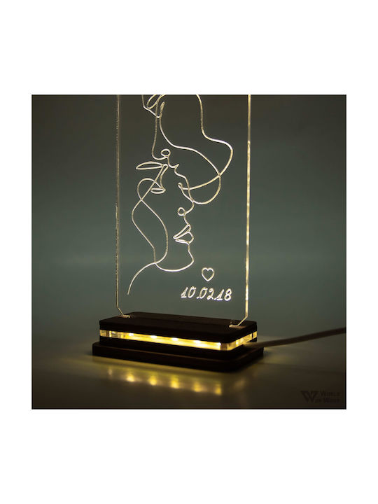 World of Wood Decorative Table Lamp Abstract Kiss LED Warm White Love 22x10cm