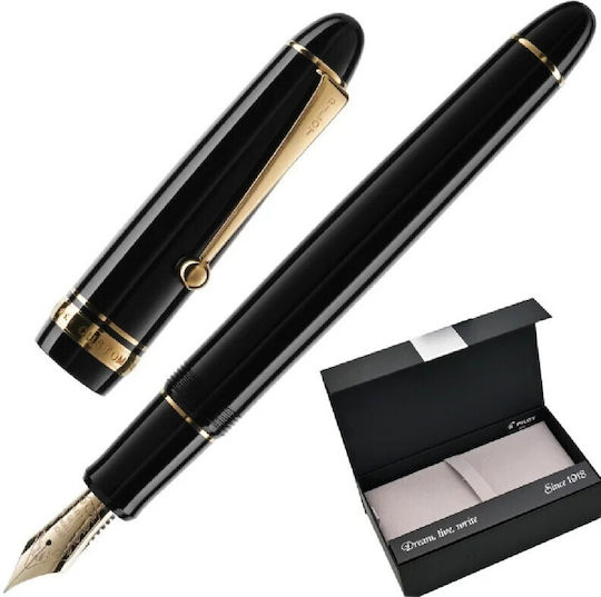Pilot Custom Писалка Broad Черна с Черно Мастило