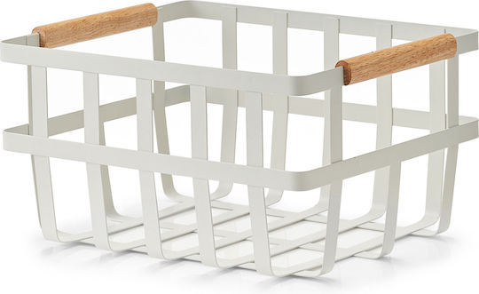 Storage Basket Bamboo White 31.5x25x17.5cm