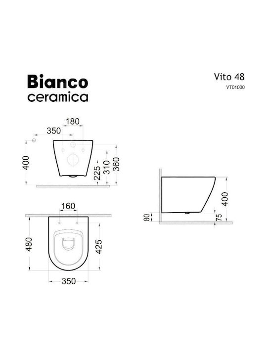 Bianco Ceramica Remo Λεκάνη Κρεμαστή Rimless με Slim Κάλυμμα Soft Close Λευκή Bianco Ceramica Remo Λεκάνη Κρεμαστή Rimless με Slim Κάλυμμα Soft Close Λευκή