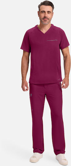 Healing Hands Steven Male Medical Blouse Burgundy
