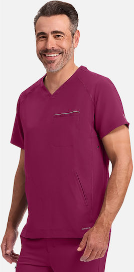 Healing Hands Steven Male Medical Blouse Burgundy